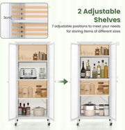 Mobile Metal Storage Cabinet with Glass Doors & 2 Adjustable Shelves
