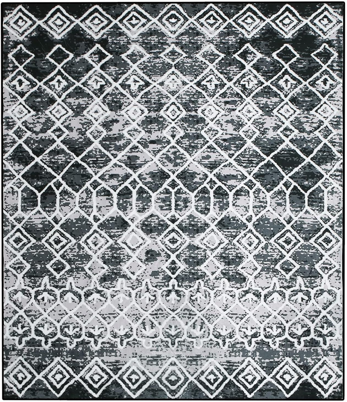 Black & Grey Soft Non-Slip Area Rug