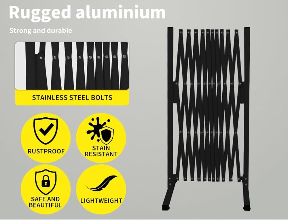 White Expandable Metal Barrier Fence for Indoor or Outdoor Use