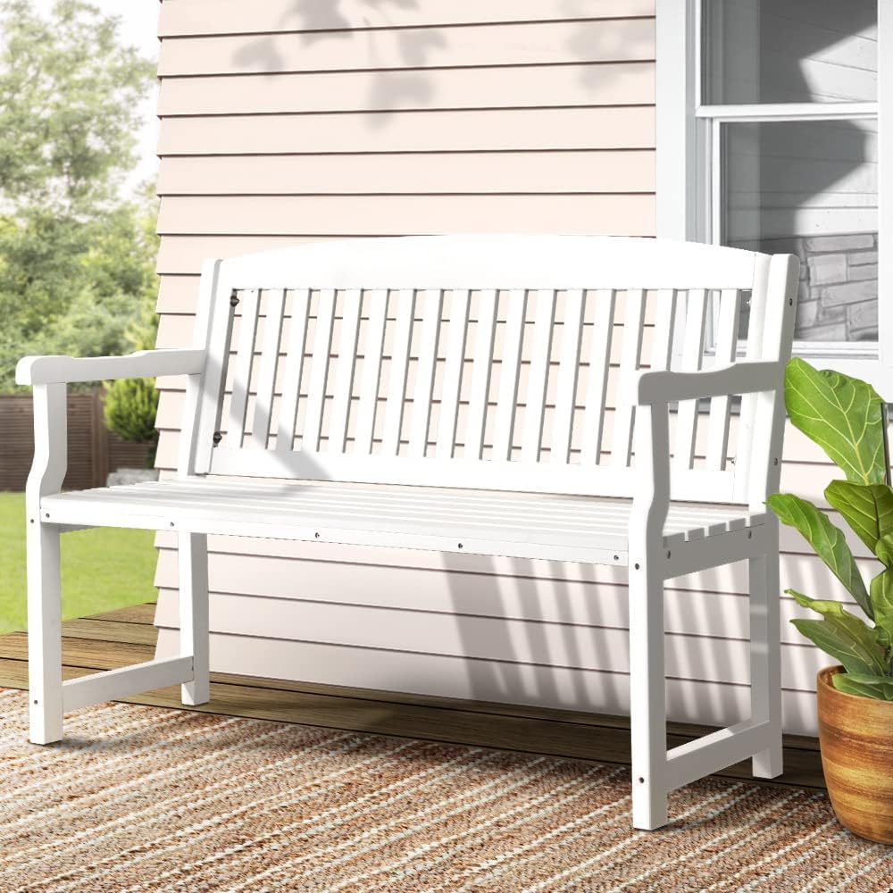120 cm White Fir-Wood Garden Bench – Up to 300 kg