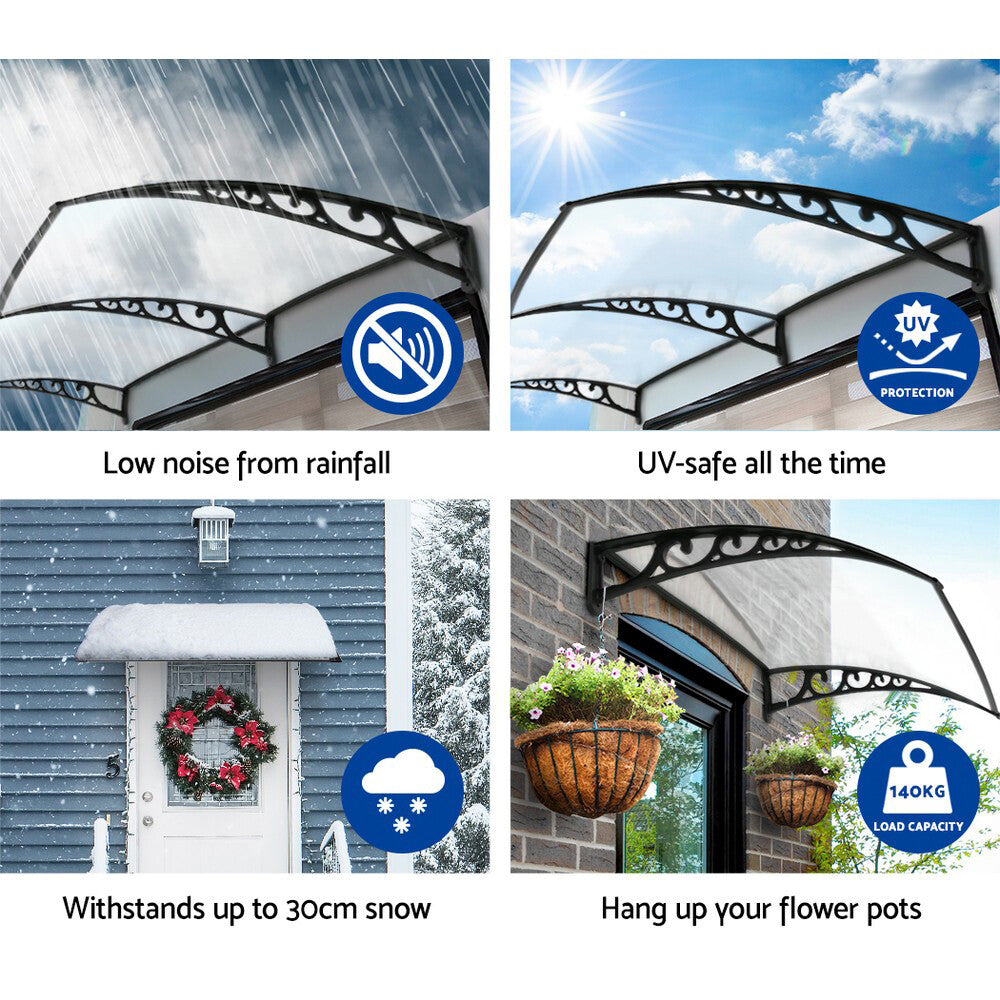 Window Door Awning 1mx3m Transparent