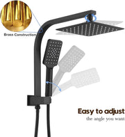 8-Inch Square Twin Shower Rail Set – Chrome or Black