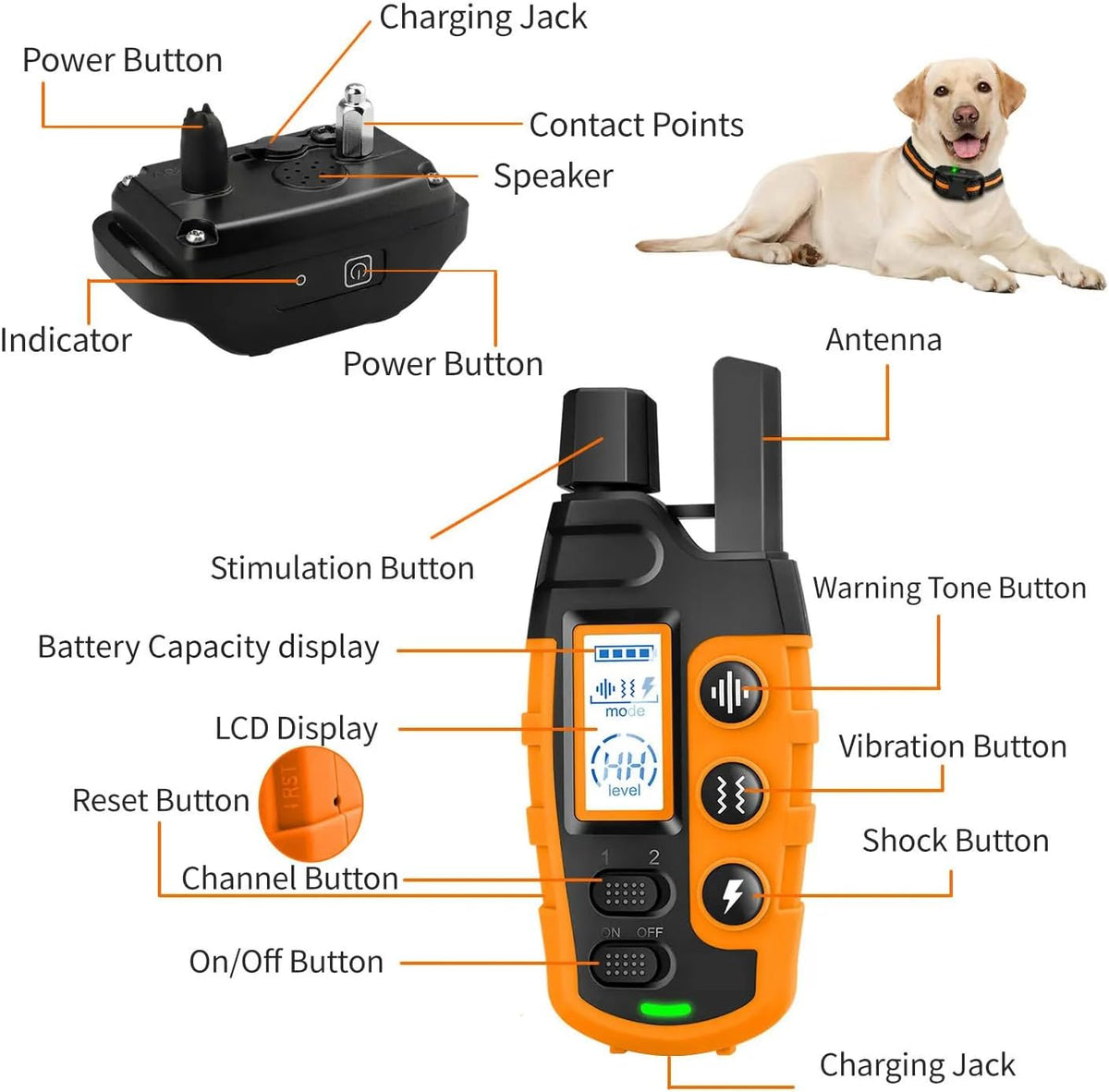 AvviKro Remote Dog Training Collar – 3300ft, 1 or 2 Dogs