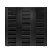 4-Tier Black Shoe Cabinet with Slatted Doors – Up to 30 Pairs