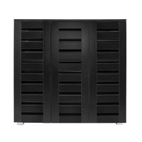4-Tier Black Shoe Cabinet with Slatted Doors – Up to 30 Pairs