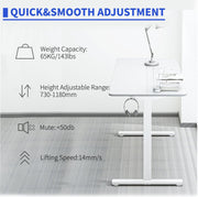 Electric Standing Desk 110x60cm (43.3"x23.6"), Height Adjustable Standing Desk with Splice Board, Stand Up Desk with Backpack Hook and Memory Smart Handset