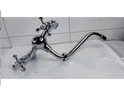 Chrome Wall-Mounted Brass Mixer Tap with Swivel Spout