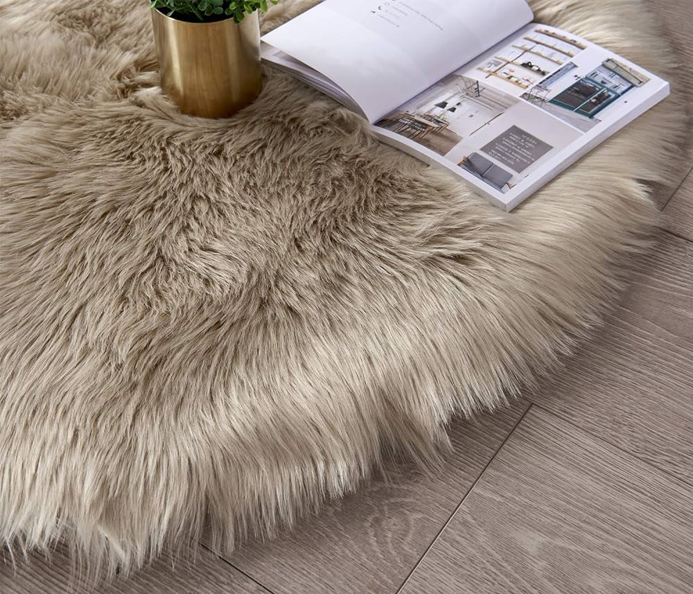 60 × 180 cm Pink Faux-Sheepskin Fur Runner