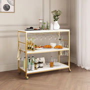 3-Tier Mobile Bar Cart with Glass Holder