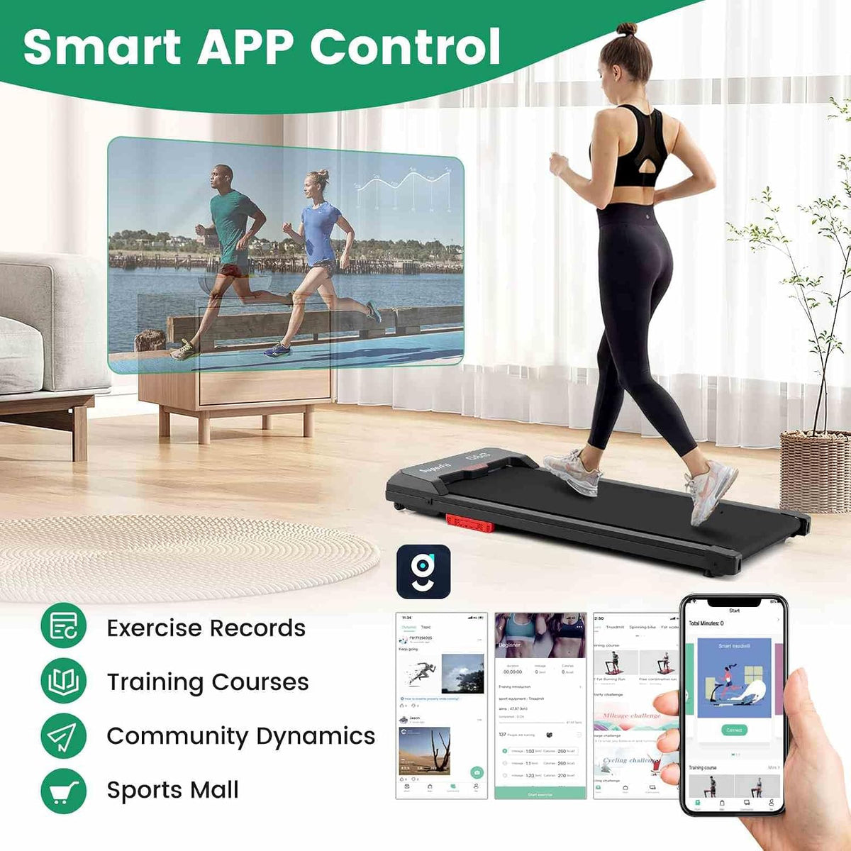 3-in-1 Under-Desk Walking Pad with Remote Control – Black & Red