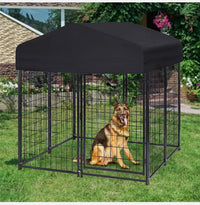 Painted-Iron Dog Kennel Run with 210D Oxford Cover – 3 Sizes