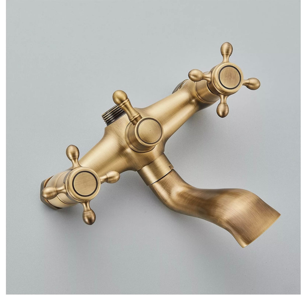 WELS Shower System Set Antique Brass Rainfall Shower Head Hand Shower Wall Mount