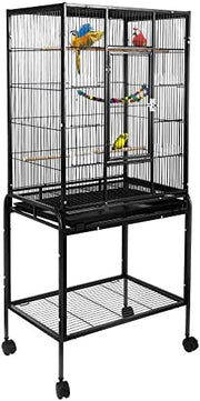 135cm Large Rolling Bird Cage with Storage Shelf & Removable Tray