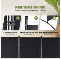 226 × 185 cm 3-Panel Black Fabric Room Divider