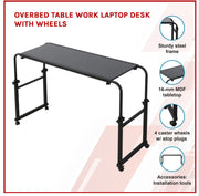 Mobile Overbed Laptop & Work Table with Wheels