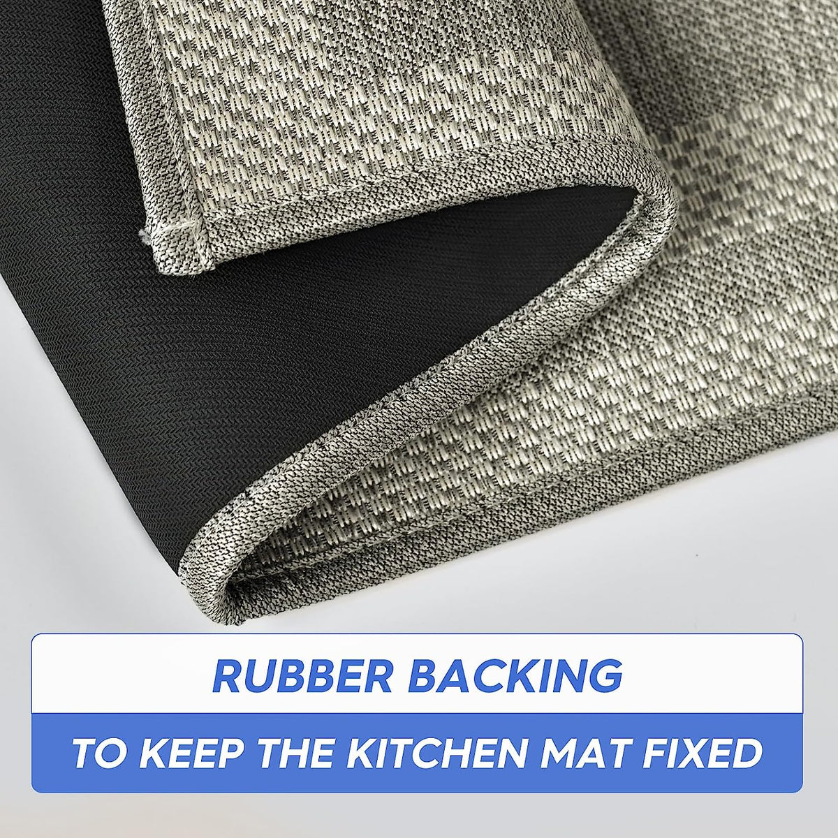 2-Piece Beige-Grey Absorbent Kitchen Rug Set – 43 × 73 & 43 × 118 cm