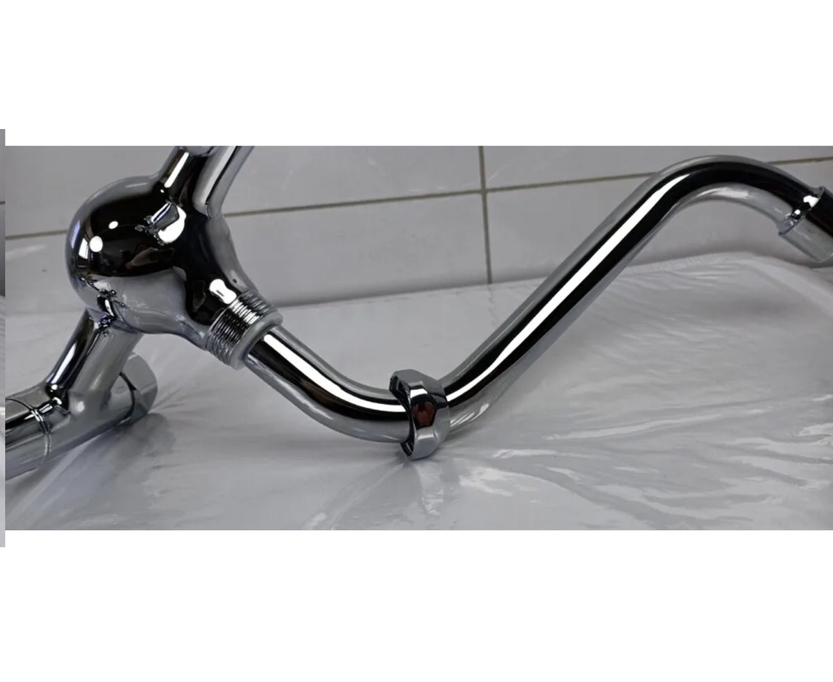 Chrome Wall-Mounted Brass Mixer Tap with Swivel Spout