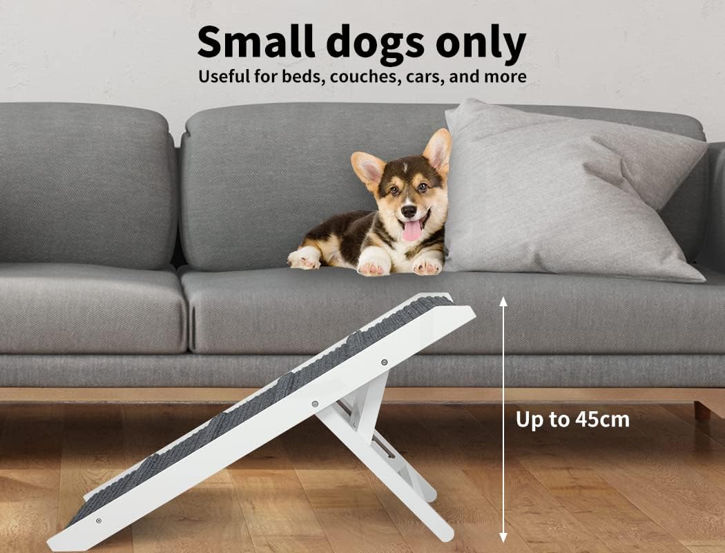 90 cm Folding White Dog Ramp with 3 Height Settings