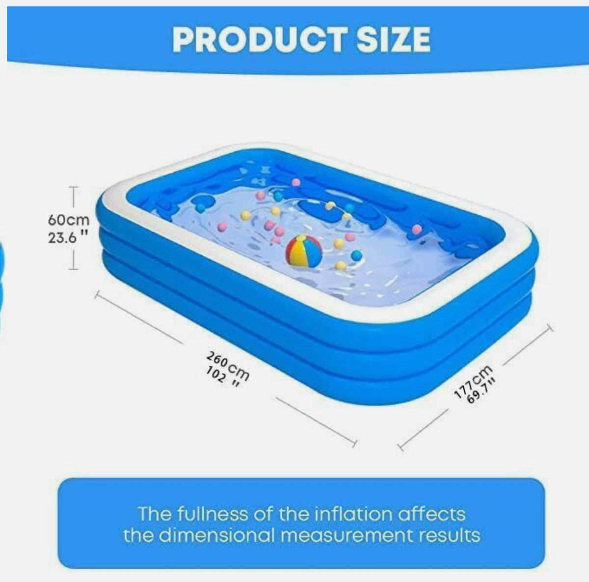 260 cm Inflatable Backyard Paddling Pool