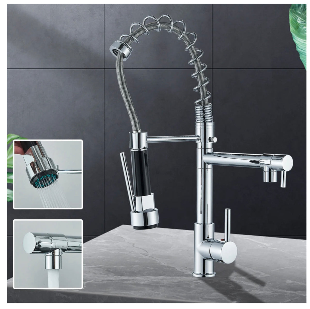Chrome Pull-Out Kitchen Mixer Tap – 360° Swivel