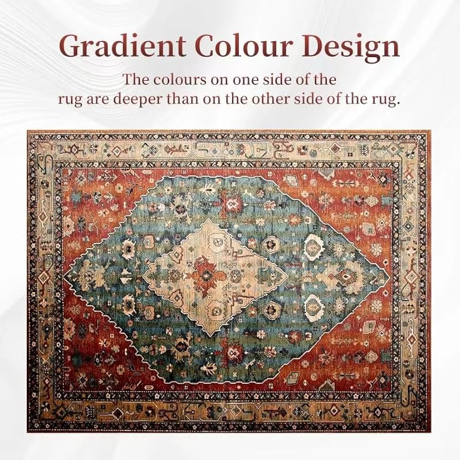 Soft Washable Boho Area Rug with Non-Slip Backing