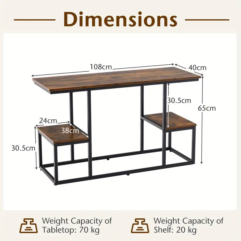 Rustic-Brown 2-Tier TV Stand