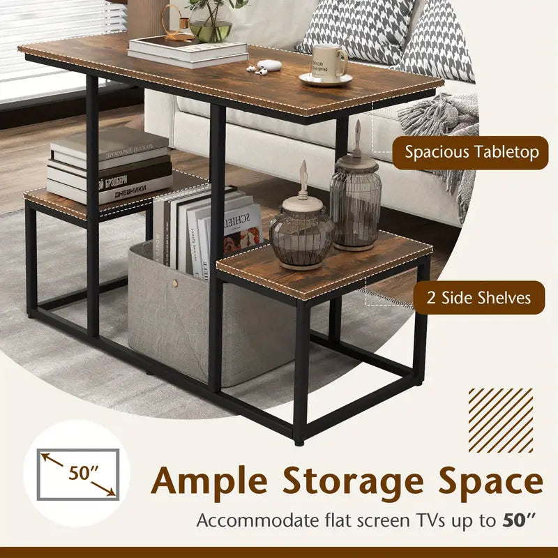 Rustic-Brown 2-Tier TV Stand