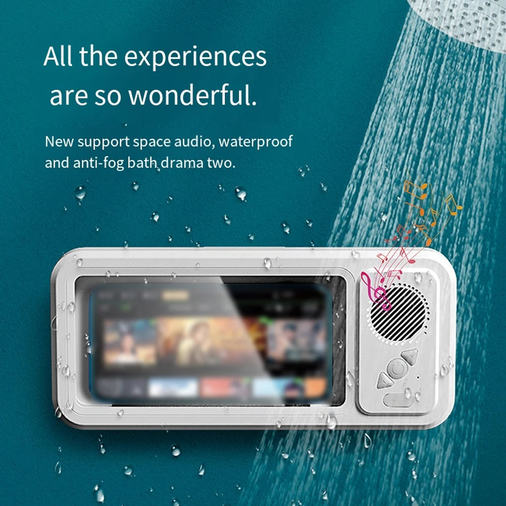 Splash-Resistant Shower Phone Holder with Bluetooth Speaker