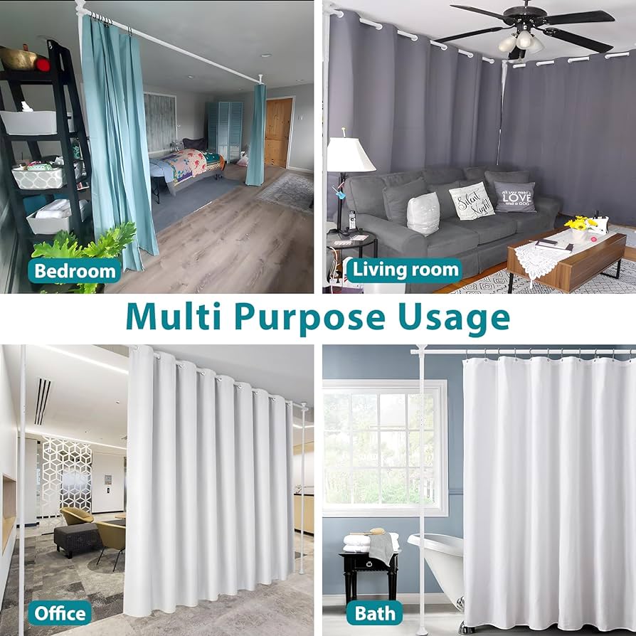 No-Drill Curtain Divider Frame – 71–178cm Wide, Up to 3m High