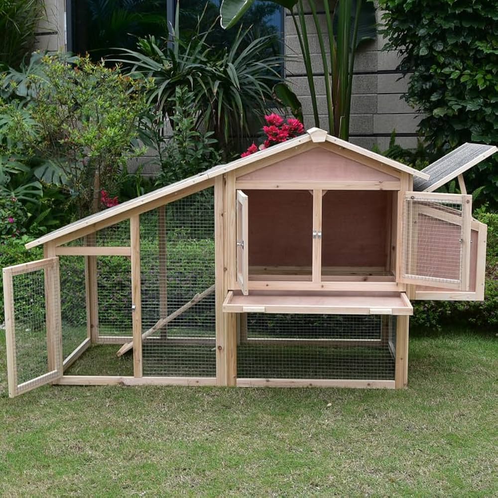 168 cm Wooden Chicken Coop & Rabbit Hutch with Run