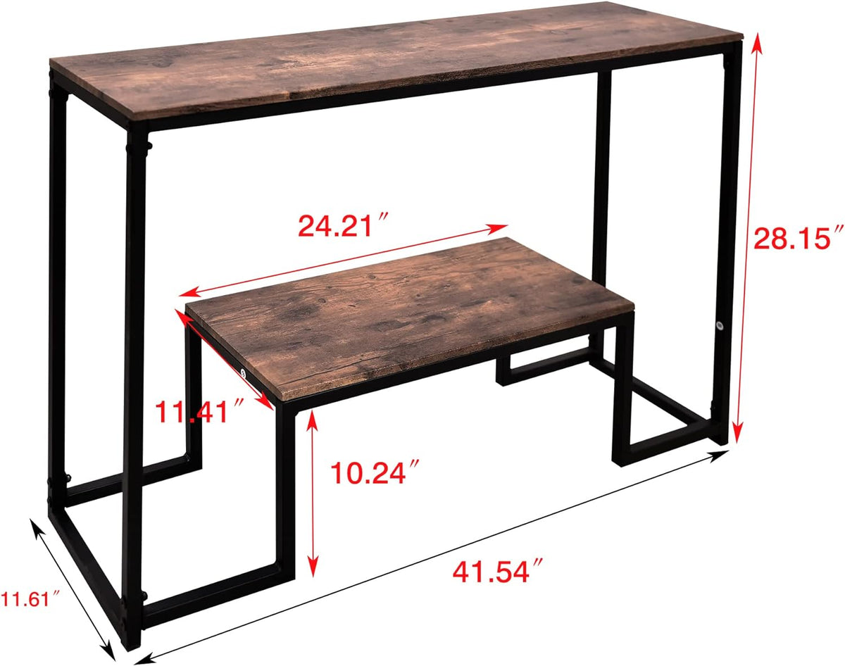 Narrow 2-Tier Industrial Console Table