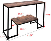 Narrow 2-Tier Industrial Console Table