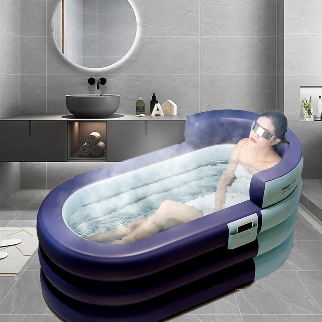 Inflatable Adult Soaking Tub with Rechargeable Pump – 2 Colours