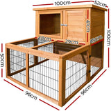 Chicken Coop Large Rabbit Hutch, Coops Wooden Pet House Run Cage Walk in Bunny Hen Chook Guinea Pig Ferret, Metal Outdoor Door Roof Weatherproof Farm