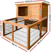 Fir-Wood Rabbit Hutch & Small-Animal Enclosure – 100 × 100 × 96 cm