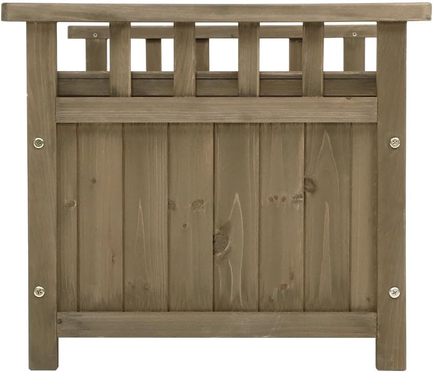 Outdoor Storage Box Bench, Wooden Garden Shed Shoe Cabinet Tool Chest Toy Storages Boxes Benches Deck Chair Container Indoor Patio Balcony Furniture, Water-Resistant 220kg Capacity Brown