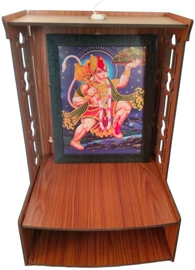 Beautiful Pooja Mandir Temple Big Size, Very Sapacious Home Office with LED Light (H- 19.5 L- 13 W - 12.2 in inches) in Engineered Wood Home Temple (Height - 50 cm)