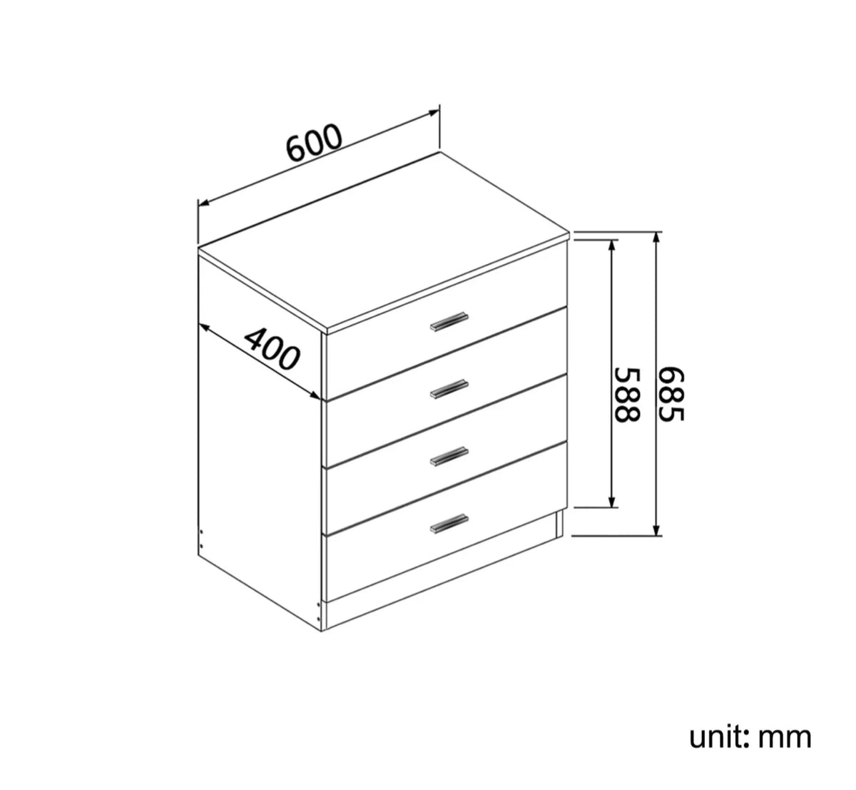 White High-Gloss 4-Drawer Chest