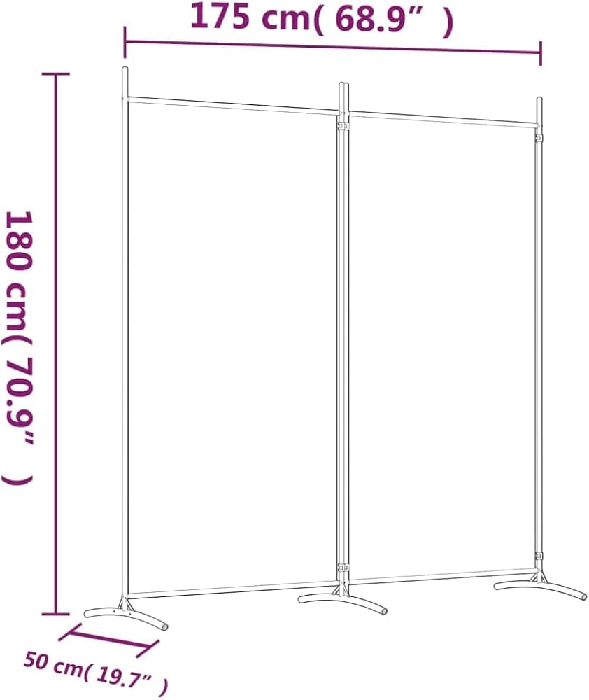 175 × 180 cm 2-Panel Folding Fabric Room Divider – 3 Colours