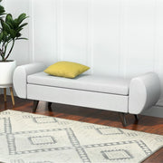 140 cm Grey Linen Storage Ottoman with Armrests