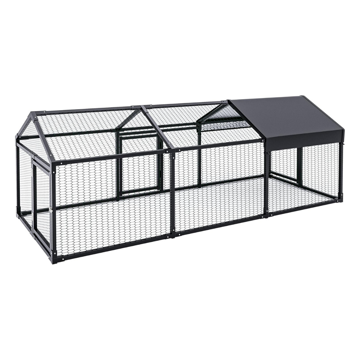 3×1×1m Metal Chicken Coop – Galvanised Outdoor Run with Waterproof Anti-UV Cover & 3 Lockable Doors