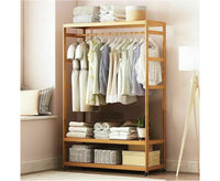 Rolling 3-Tier Bamboo Garment Rack – 78 × 41 × 169cm