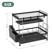 43 cm 2-Tier Dish Rack with 2 Drip Trays