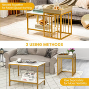 Faux-Marble Nesting Tables with Tray Top – Set of 2