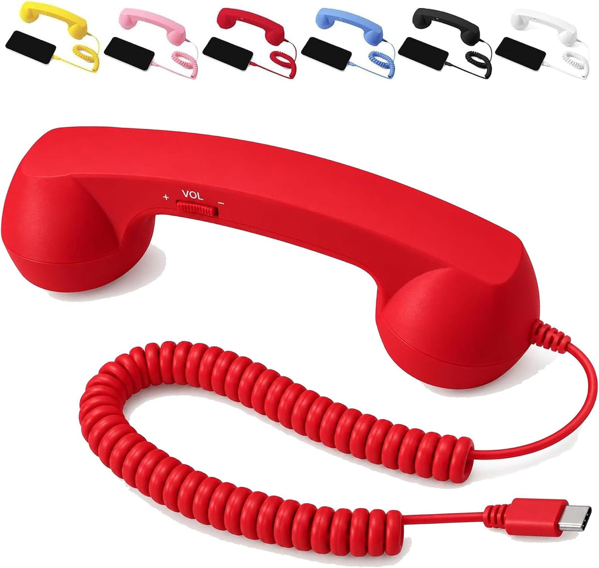 Retro USB-C Wired Phone Handset with Microphone & Volume Control