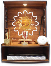 Beautiful Pooja Mandir Temple Big Size, Very Sapacious Home Office with LED Light (H- 19.5 L- 13 W - 12.2 in inches) in Engineered Wood Home Temple (Height - 50 cm)