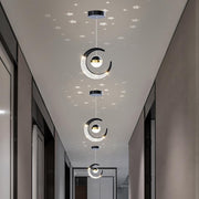 Moon Pendant Lamp, Ceiling Lamp, Creative Styling, for Bedroom Living Room Restaurant Bar Kitchen (Gold, Cool White)