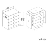 4 Chest of Drawers Cabinet Bedside Dresser Table Storage Gloss White