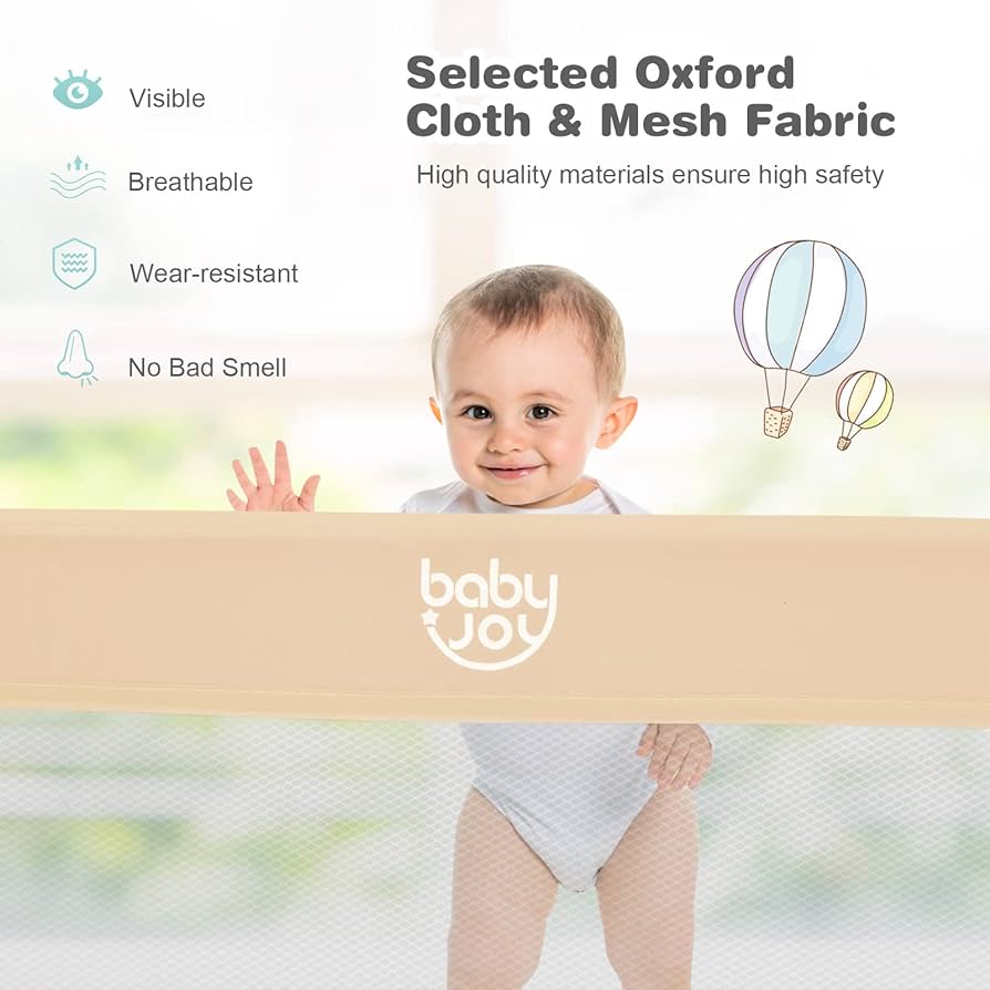 Bed Rails for Toddlers, 180cm Extra Long, Swing Down Bed Guard w/Safety Strap for Convertible Crib, Folding Baby Bedrail for Kids Twin, Double, Full Size Queen & King Mattress