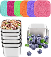 6-Pack Stainless-Steel Snack Containers with Silicone Lids